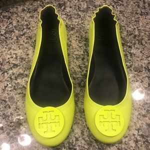 Tory Burch Minnie Ballet Flats 8.5 NEÓN YELLOW